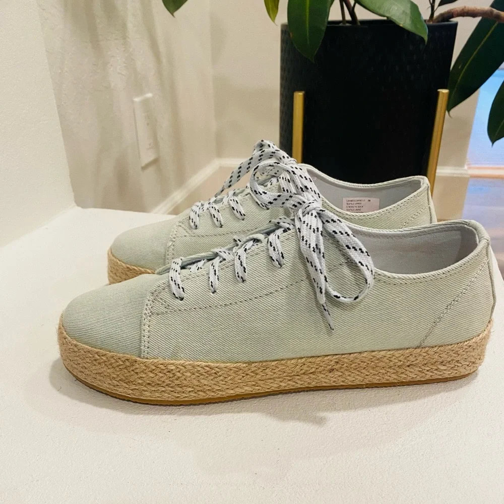 New Madden 9M Teal Cannes Lace Up Platform Espadrille Sneakers